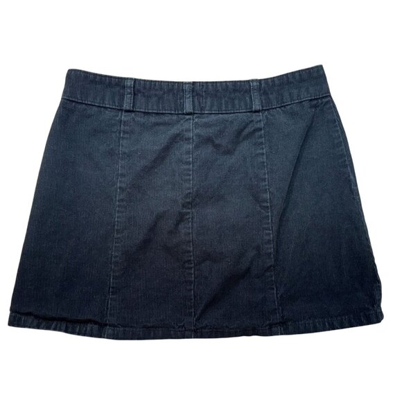 BDG Urban Outfitters Corduroy Mini Skirt Button-Front A-Line M Black Y2K - Picture 7 of 9